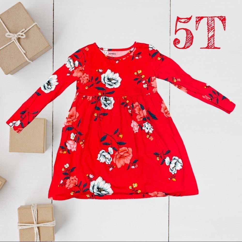 Girls Red Floral Dress